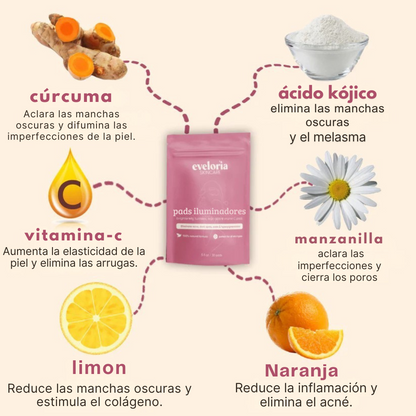 Almohadillas aclaradoras de cúrcuma y ácido kójico
